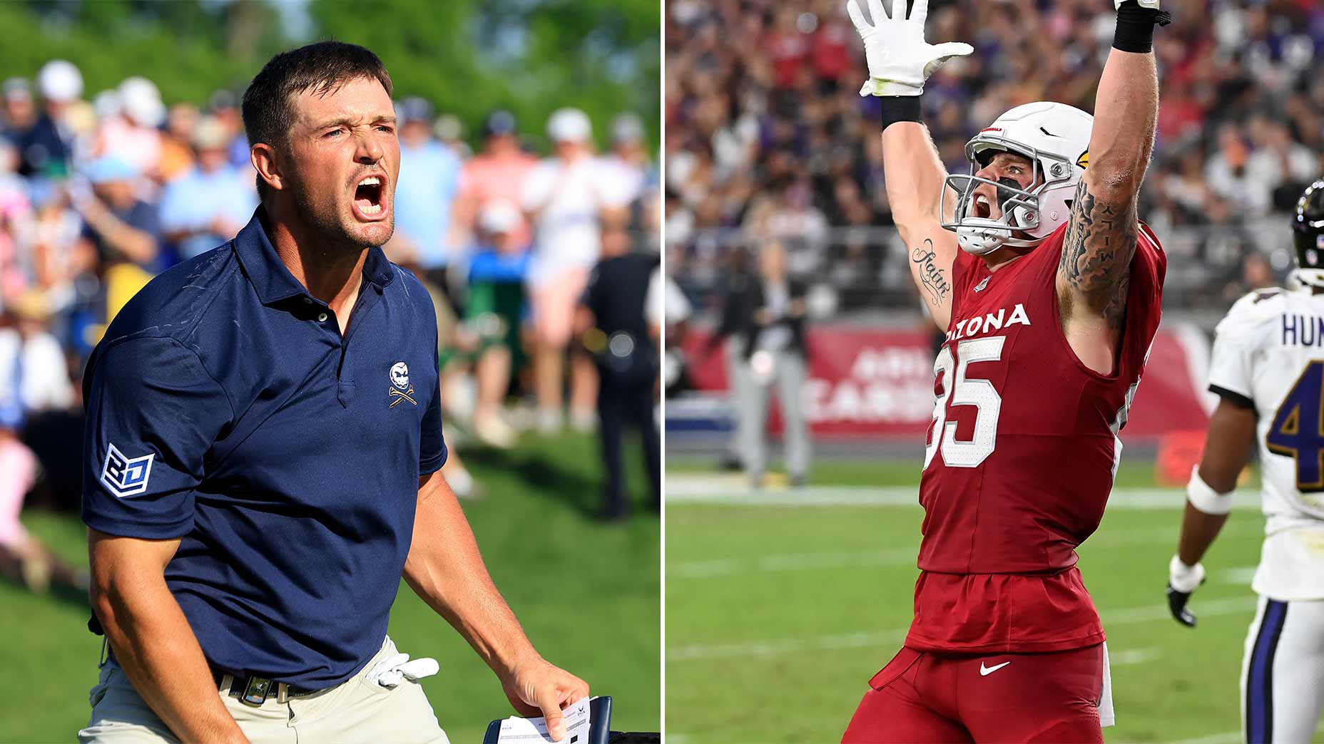 Bryson DeChambeau of The United States roars with delight after making a birdie on the 18th hole during the final round of the 2024 PGA Championship at Valhalla Golf Club on May 19, 2024 in Louisville, Kentucky.