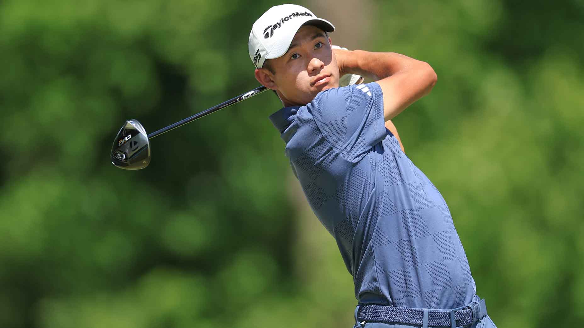Collin Morikawa of The United States plays his tee shot on the fifth hole during the final round of the 2024 PGA Championship at Valhalla Golf Club on May 19, 2024 in Louisville, Kentucky